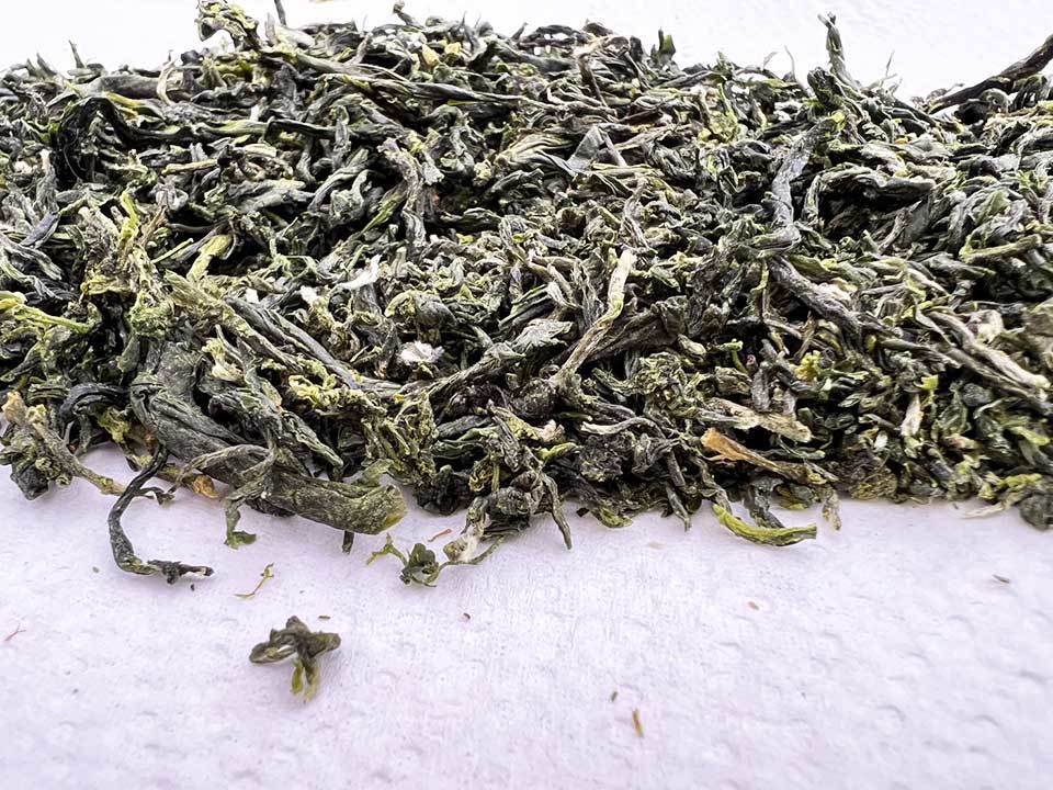 出来上がった緑茶の画像